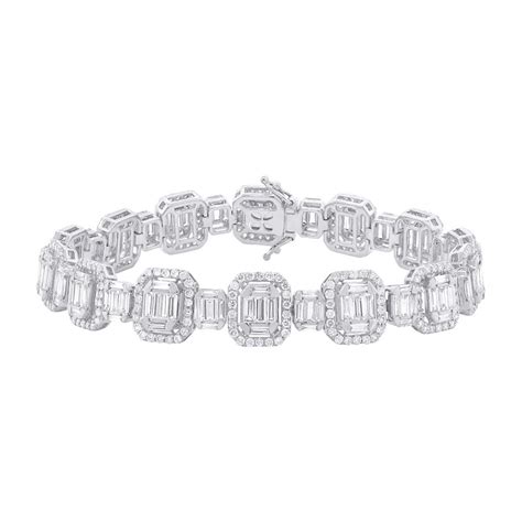 7.24ct 18k White Gold Diamond Baguette Bracelet - SC37215070