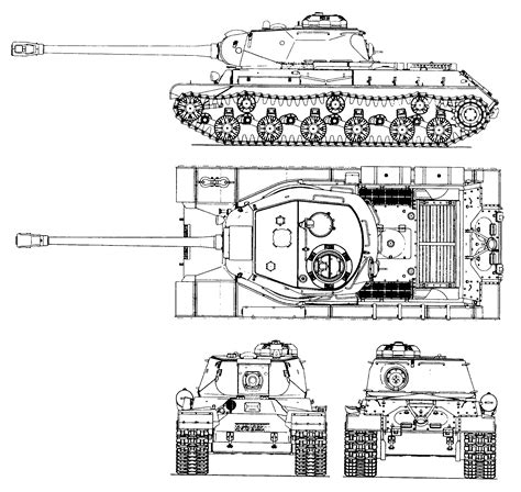 IS-2 tank Blueprint - Download free blueprint for 3D modeling