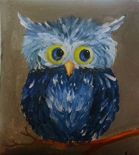 Owl painting... acrylic on canvas board | Owl painting acrylic, Owl ...