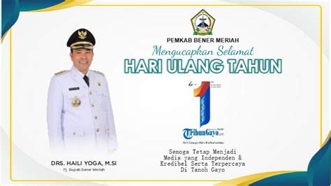 Pemerintah Kabupaten Bener Meriah Mengucapkan Selamat Ulang Tahun Tribun Gayo yang ke 1 ...