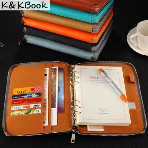 K&KBOOK KK009 Leather Notebook A5 A6 Binder Spiral Notebook Diary Journal Planner Agenda 2018 ...