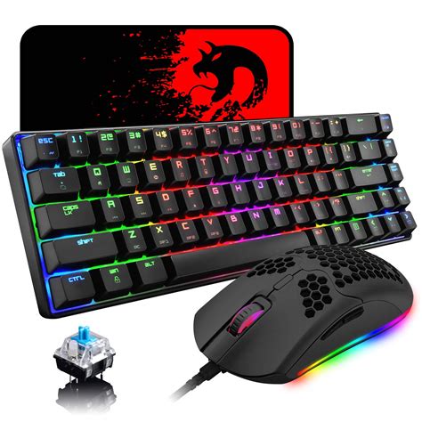 60% Mechanical Gaming Keyboard Blue Switch Mini 68 Keys Wired Type C 18 ...