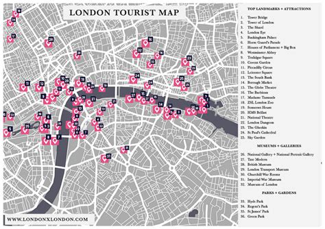 Top Attractions In London Map - Gillie Donnamarie