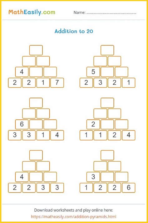 Math Pyramid Worksheet Printable