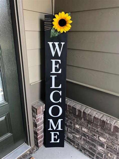 Welcome Sign With Daisy Front Porch Welcome Sign Four Foot Welcome Flower Welcome Home Décor ...