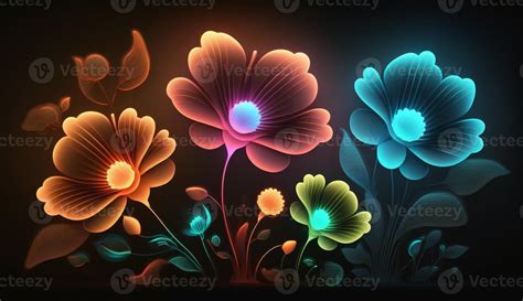 Neon Bloom. A Colorful Floral Symphony. Colorful neon flowers background 21829162 Stock Photo at ...