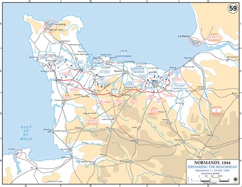 Map of WWII: Normandy July 1-24, 1944