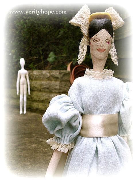 Wooden peg style cloth doll with Empire line dress and | Etsy