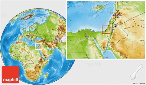 Physical Location Map of Gaza Strip