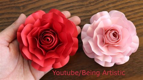 Easy Way To Make Realistic Paper Rose - Paper Flower - Paper Craft - DIY Flower - YouTube