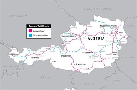 Austria toll roads map - Toll roads in austria map (Western Europe - Europe)