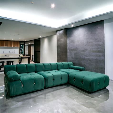 Modern Modular Velvet Sectional Sofa with Ottoman | Slash Shopping