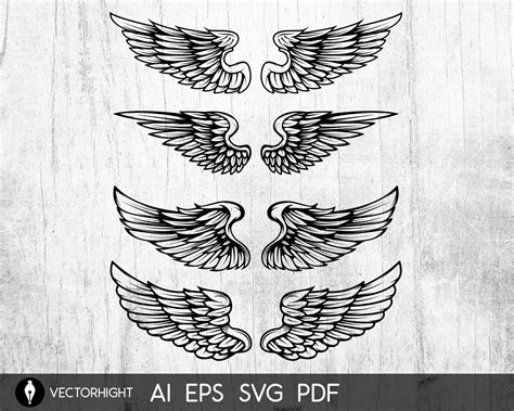 Bird Wings Illustrations in Tattoo Style. Eagle Wings Vector - Etsy