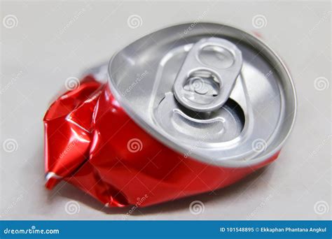 Red Crushed Soda Can stock image. Image of drink, garbage - 101548895