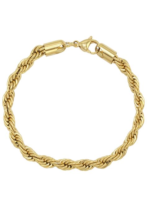 14K Gold Mens Solid Rope Bracelet – goldurban.com