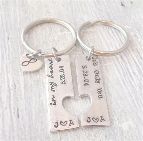 Personalized Couples Keychain Set In My Heart It's