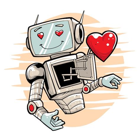 Premium Vector | Robot in love Premium illustration