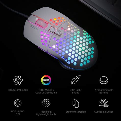 LTC RGB Gaming Mouse | Lightweight Honeycomb Shell | 6400DPI | 6 Programmable Buttons – Redragonshop