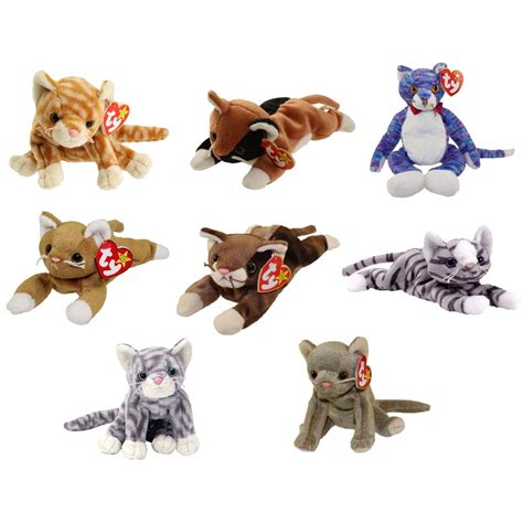 TY Beanie Babies - CATS (Set of 8)(Amber, Chip, Kooky, Nip, Pounce, Prance, Silver & Scat)(5.5-9 ...