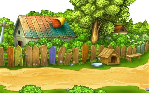 Dog house outside the garden wallpaper wallpaper | 3d and abstract ...