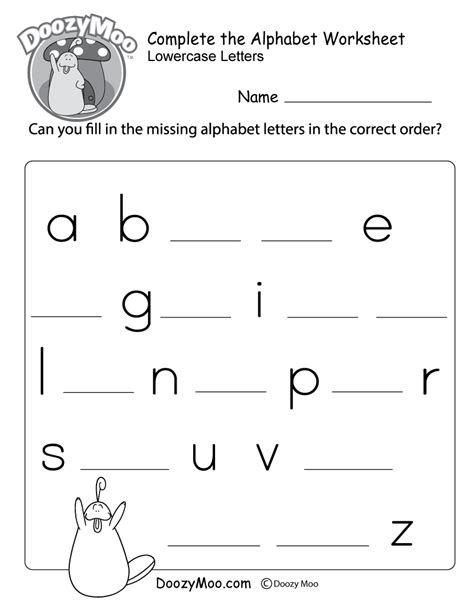 Missing Letter Worksheets (Free Printables) - Doozy Moo