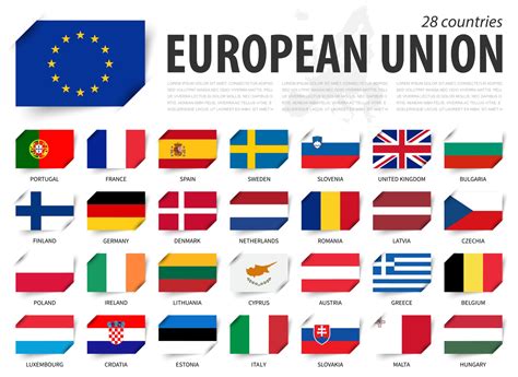 European union . EU flag and country membership . And europe map on ...