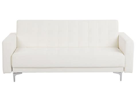 White Faux Leather Click Clack Sofa Bed | Cabinets Matttroy