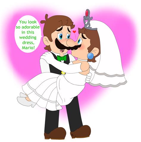 Luigi and Mario with wedding dress by iedasb on DeviantArt