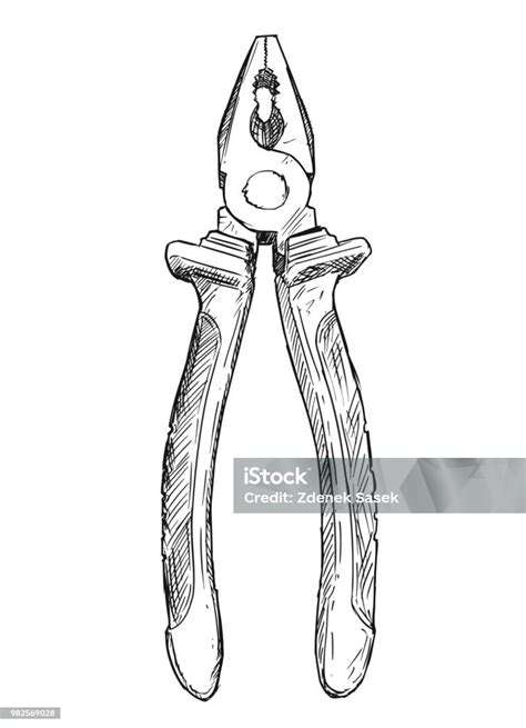 Vector Artistic Drawing Illustration Of Combination Pliers Isolated Stock Illustration ...