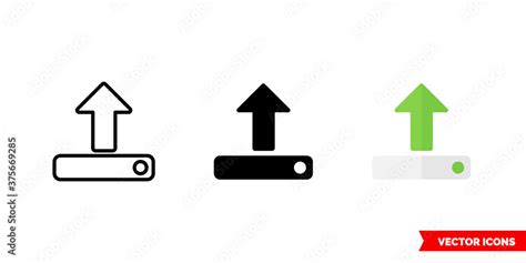 Upload icon of 3 types color, black and white, outline. Isolated vector sign symbol. Stock ...