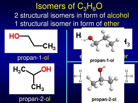 C3H8O Isomers Line Structures