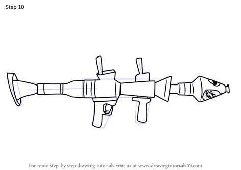 Step by Step How to Draw Rocket Launcher from Fortnite : DrawingTutorials101.com