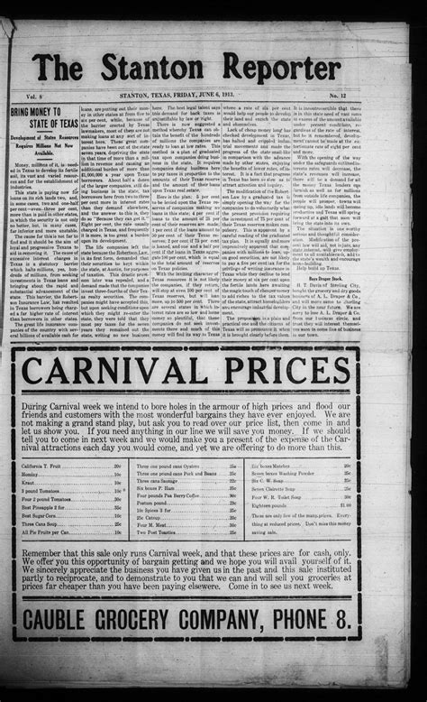 The Stanton Reporter (Stanton, Tex.), Vol. 8, No. 12, Ed. 1 Friday, June 6, 1913 - The Portal to ...