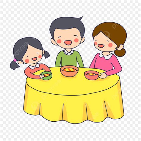 Family Eating Dinner Clipart Transparent PNG Hd, Hand Painted Reunion Dinner Family Eating ...