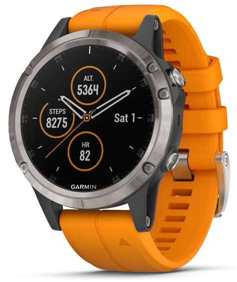 Garmin fenix 5 Plus Saphir Titanium/Oranges Armband 010-01988-05 | Gps watch, Garmin, Garmin fenix