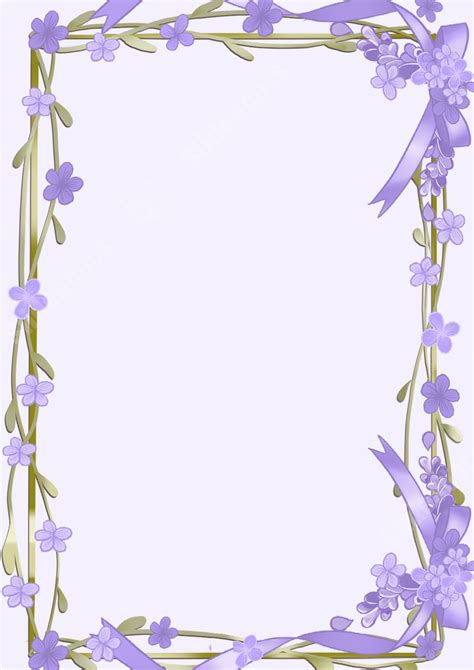 Floral Border With A Simple Purple Design Page Border Background Word Template And Google Docs ...