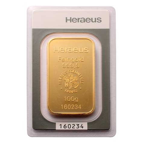 Heraeus 100 gram Gold Bar | Buy 24 Carat Gold Bullion Online