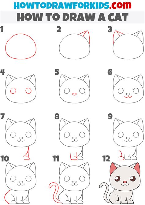 How To Draw A Cat Step By Step Cat Drawing Instructions Cute Cartoon | Porn Sex Picture