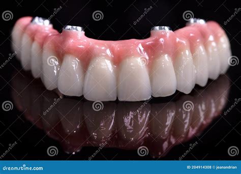 Beautiful Upper Teeth Ceramic Press Ceramic Crowns and Veneers on the Dental Stone Model Zircon ...