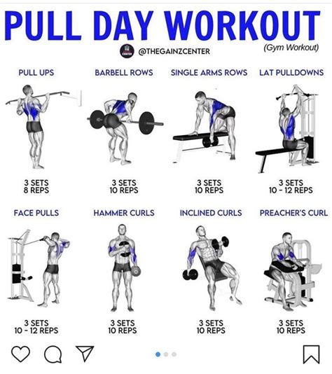 Push Pull Workout Routine, Push Day Workout, Back And Bicep Workout, Workout Program Gym, Gym ...