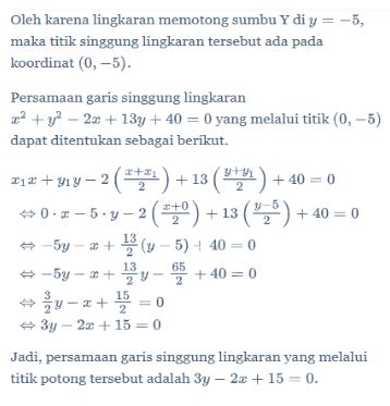 Rumus Persamaan Garis Singgung Lingkaran Matematika Dasar - Riset