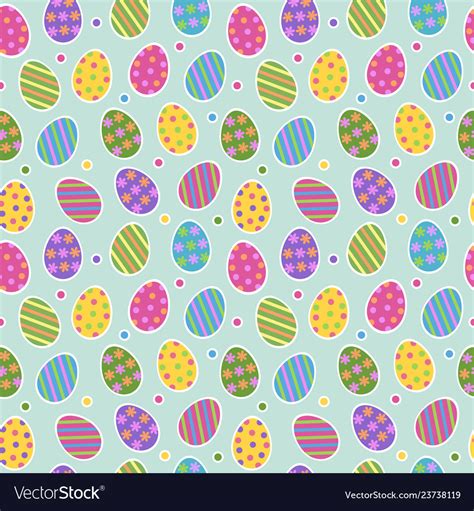 Easter egg seamless pattern background with cute Vector Image