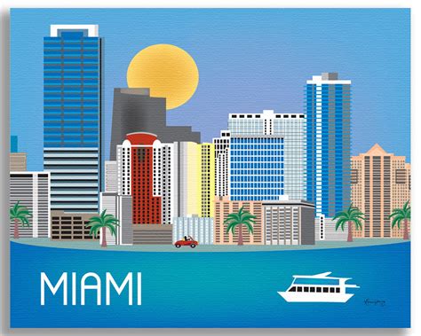 Miami Skyline Art Print Miami Map Florida State Art Miami - Etsy