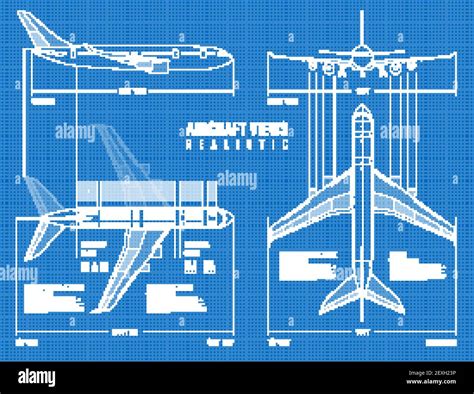 Aviation industrial dimensioned drawing blueprint of outline airplane ...