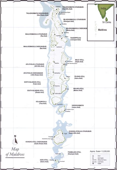 The 26 Natural Atolls in the Maldives Islands