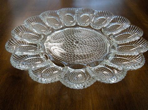 Vintage Hobnail Clear Glass Deviled Egg Platter