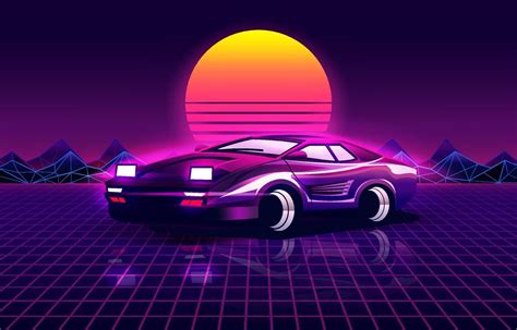 Retro futuristic background with 80's style sport car 1979871 Vector Art at Vecteezy