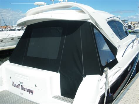 Black Sunbrella Rear Covers | Prestige Marine Trimmers, Boat Covers ...