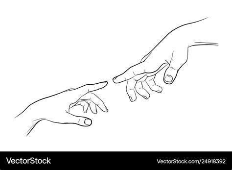 Sketch touching hands black and white Royalty Free Vector