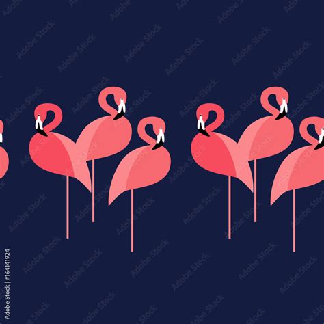 Seamless vector background. Seamless border. Pink Flamingo on a ...